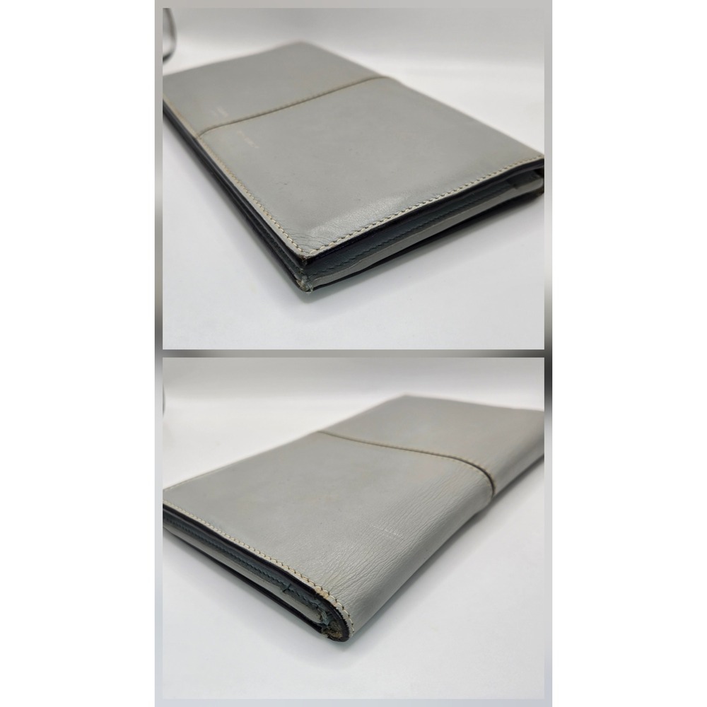 Celine Paris Grey Leather Bifold Long Wallet Made in Italy Suede Lining - Picture 4 of 12